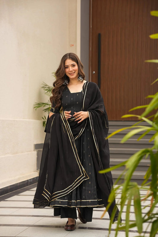 ISHANI BLACK ANARKALI SUIT SET