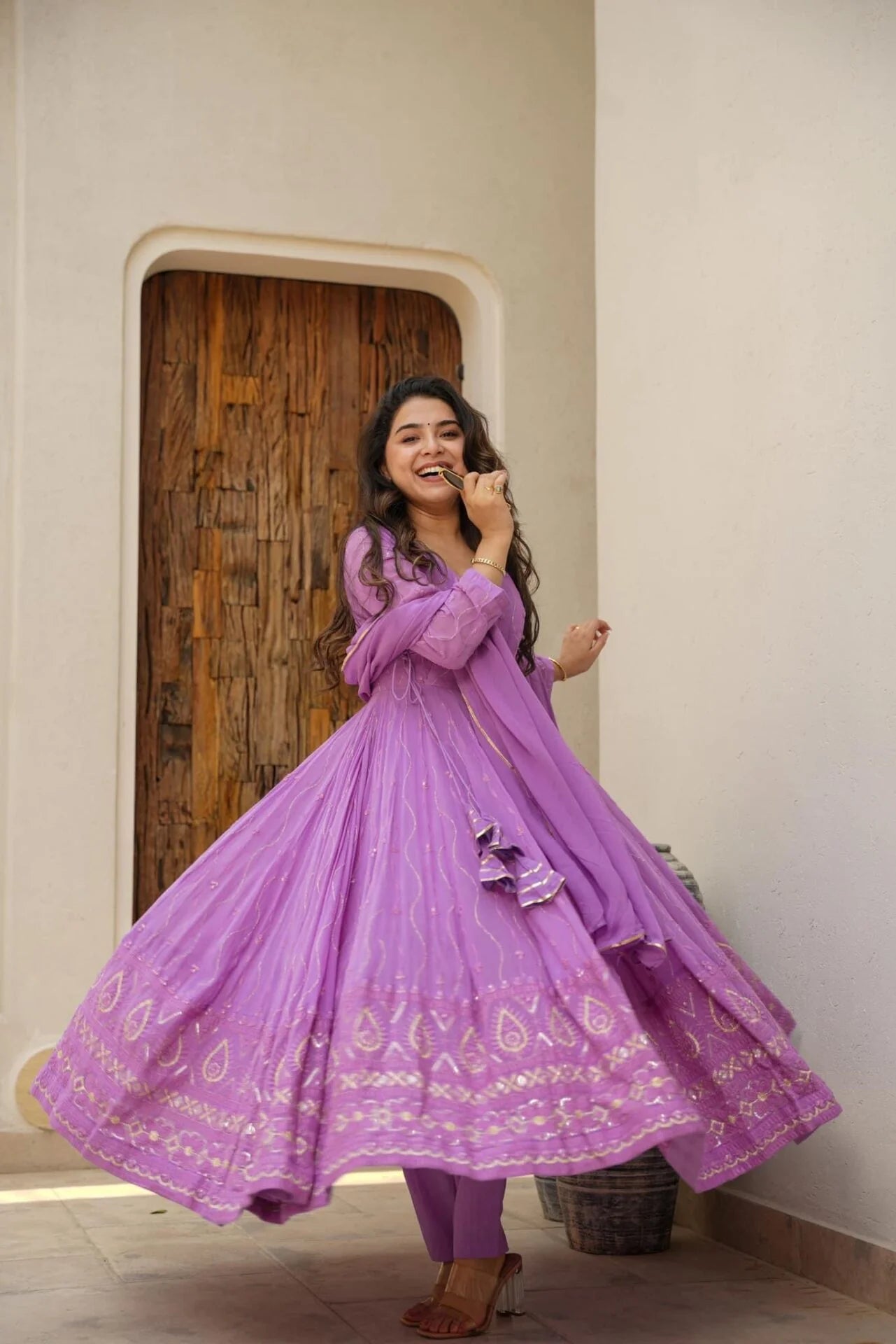 KIMAIRA PURPLE ANARKALI SUIT SET