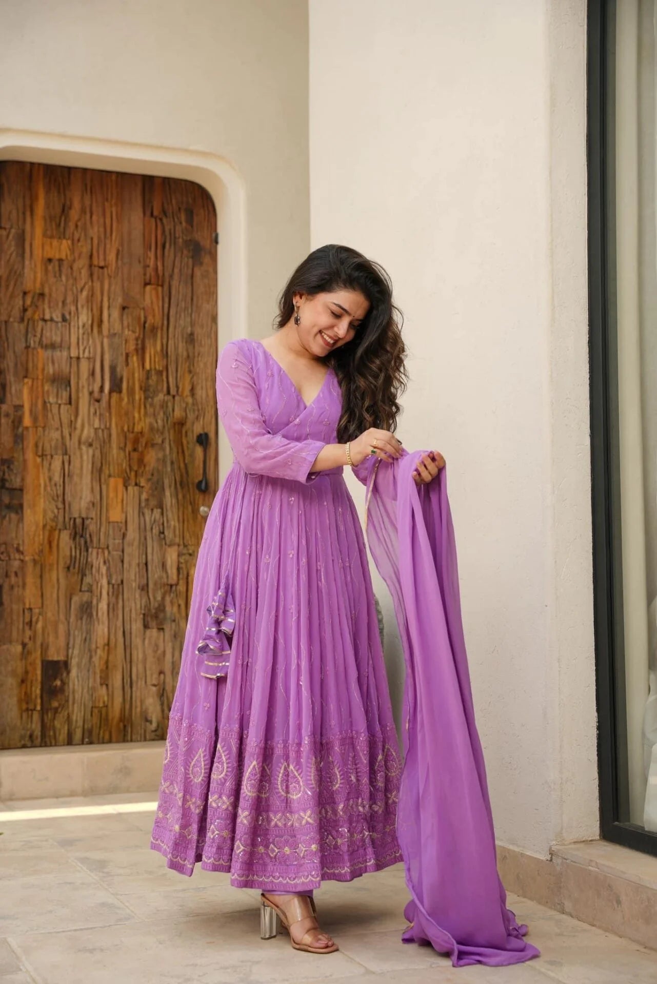 KIMAIRA PURPLE ANARKALI SUIT SET