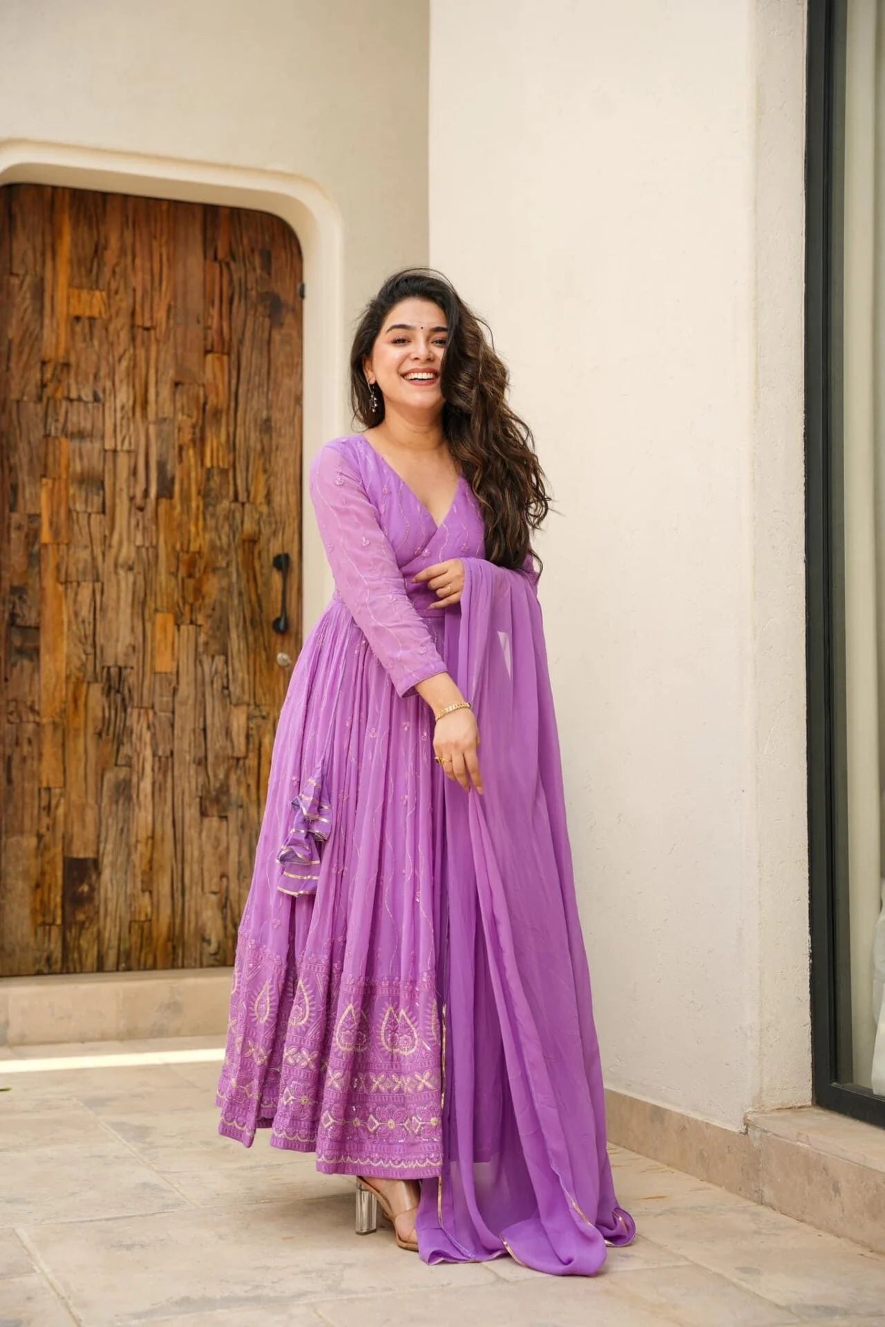 KIMAIRA PURPLE ANARKALI SUIT SET