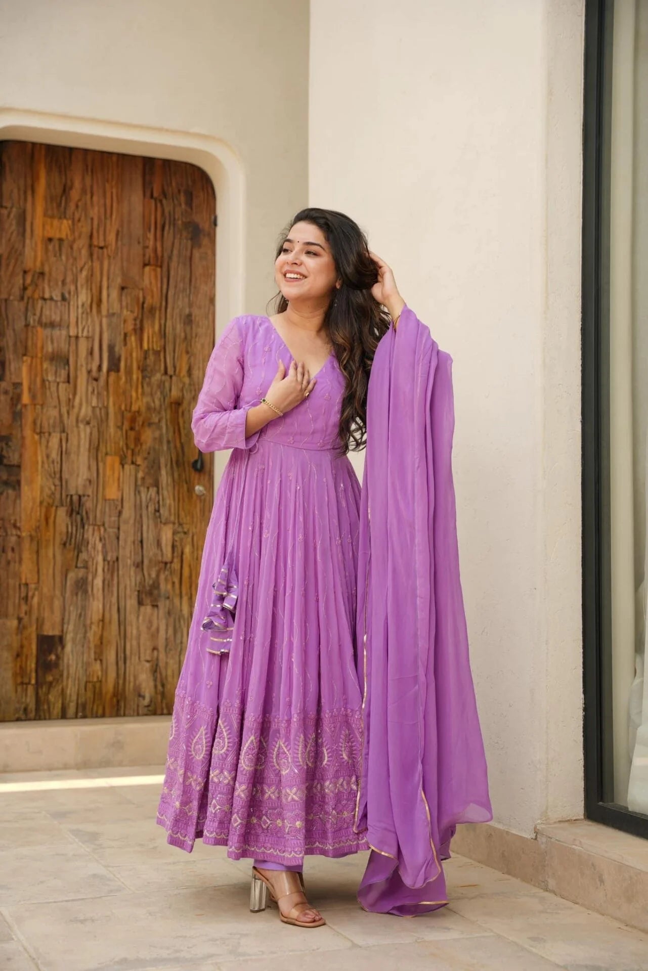 KIMAIRA PURPLE ANARKALI SUIT SET