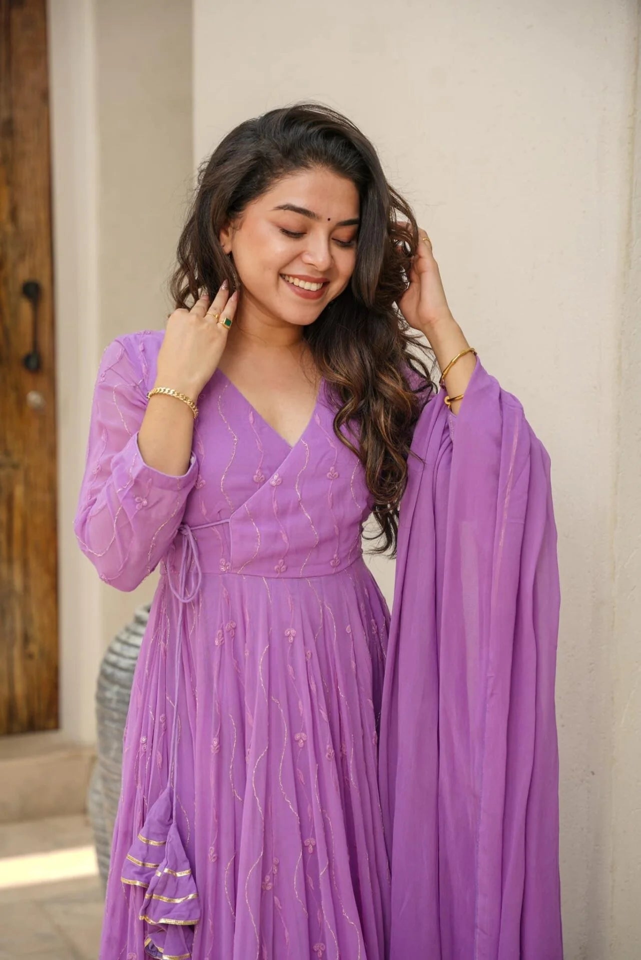 KIMAIRA PURPLE ANARKALI SUIT SET