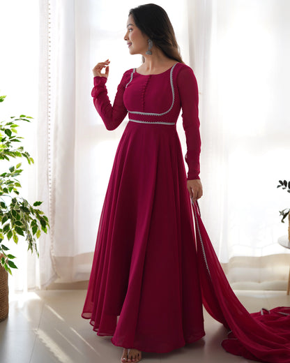 Mahi's Red Coloured Anarkali Suit Set