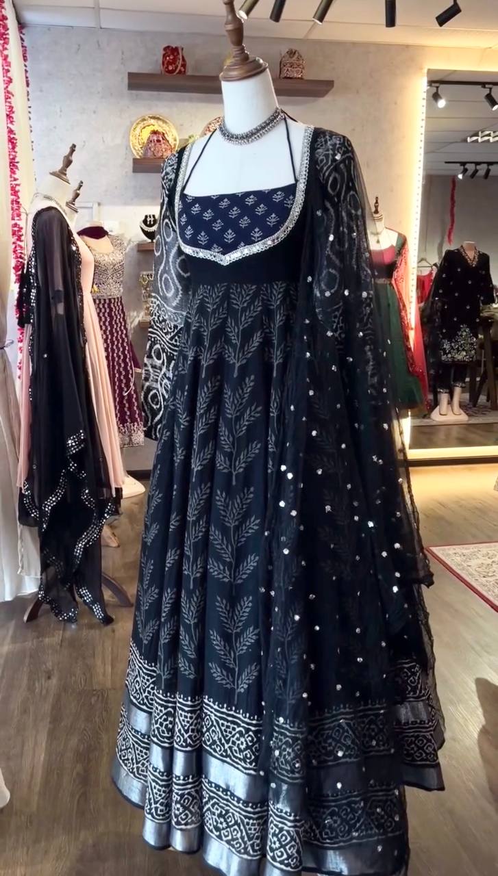 Nevy Blue Designer Fancy Anarkali Premium Suit Set