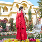 Zehra Red Festive Peplum Kurta  Suit Set