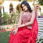 Zehra Red Festive Peplum Kurta  Suit Set