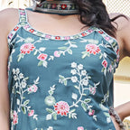 Aarohi Teal Floral Embroidered Kurta Palazzo Suit Set