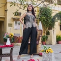 Black & Silver Festive Peplum Sharara Suit with Dupatta