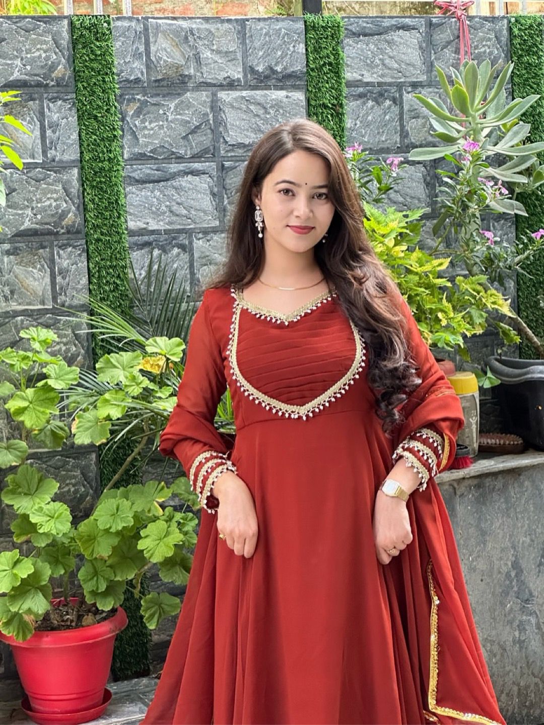Shaniya's Mustured Anarkali suit