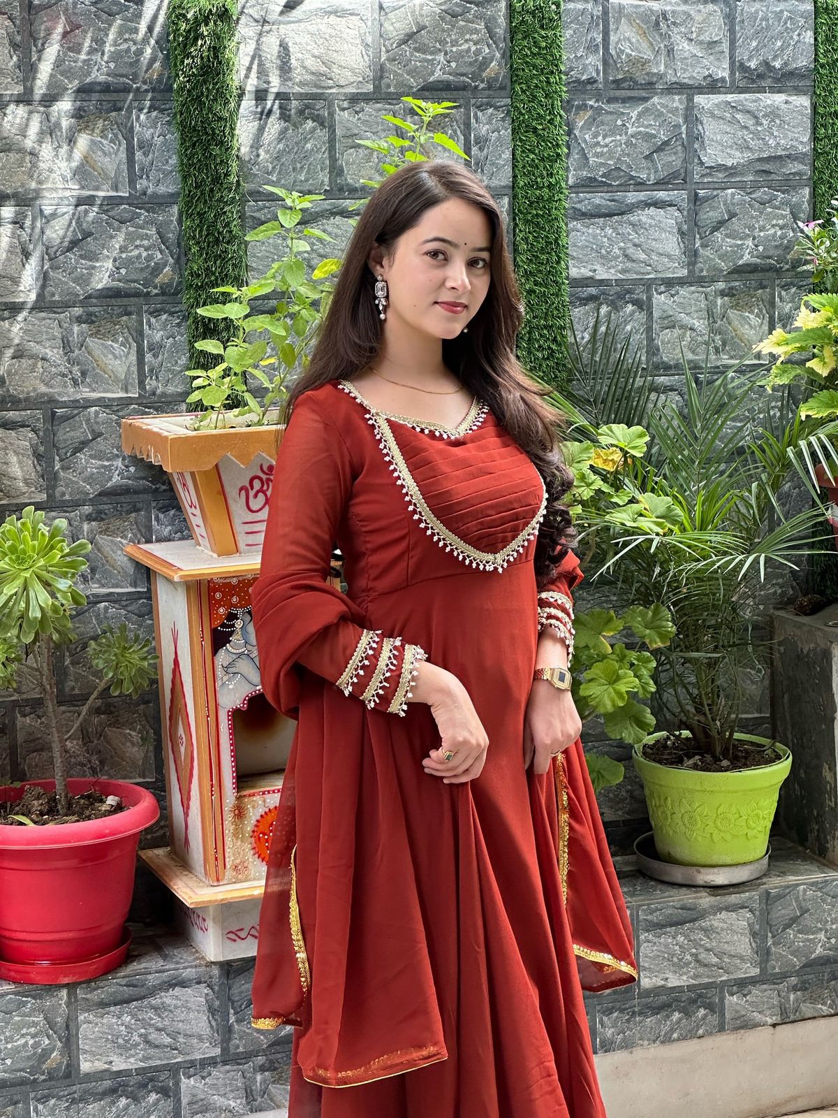 Shaniya's Mustured Anarkali suit
