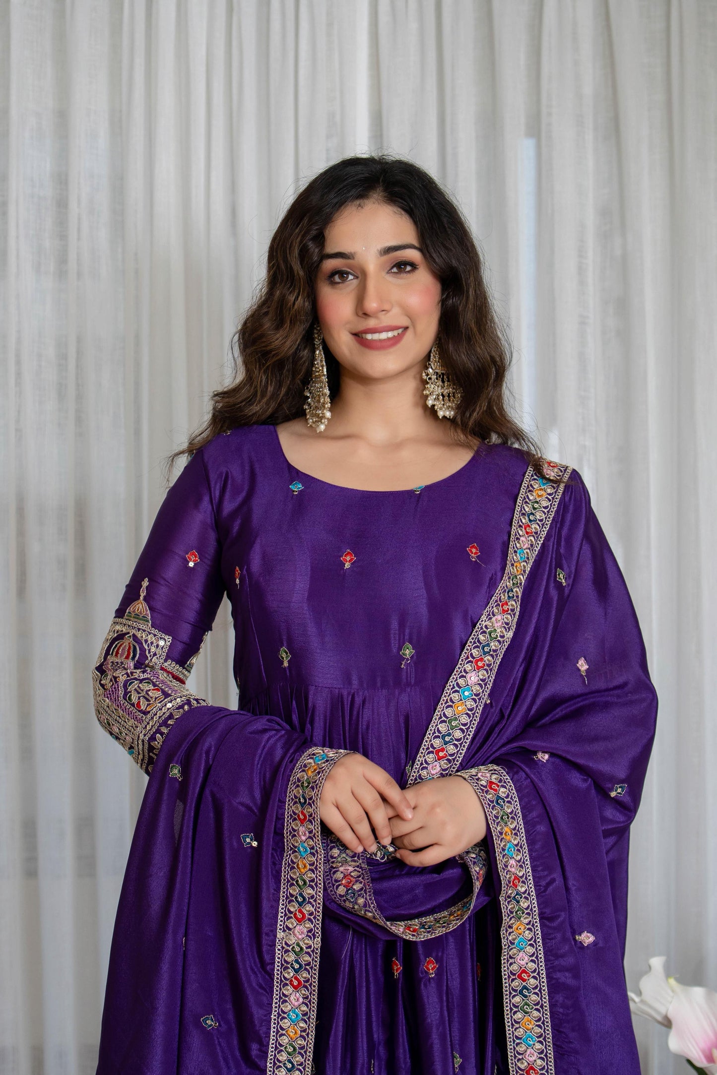 SIMRAN'S Canvas Cinon Anarkali Suit Set