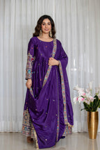 SIMRAN'S Canvas Cinon Anarkali Suit Set