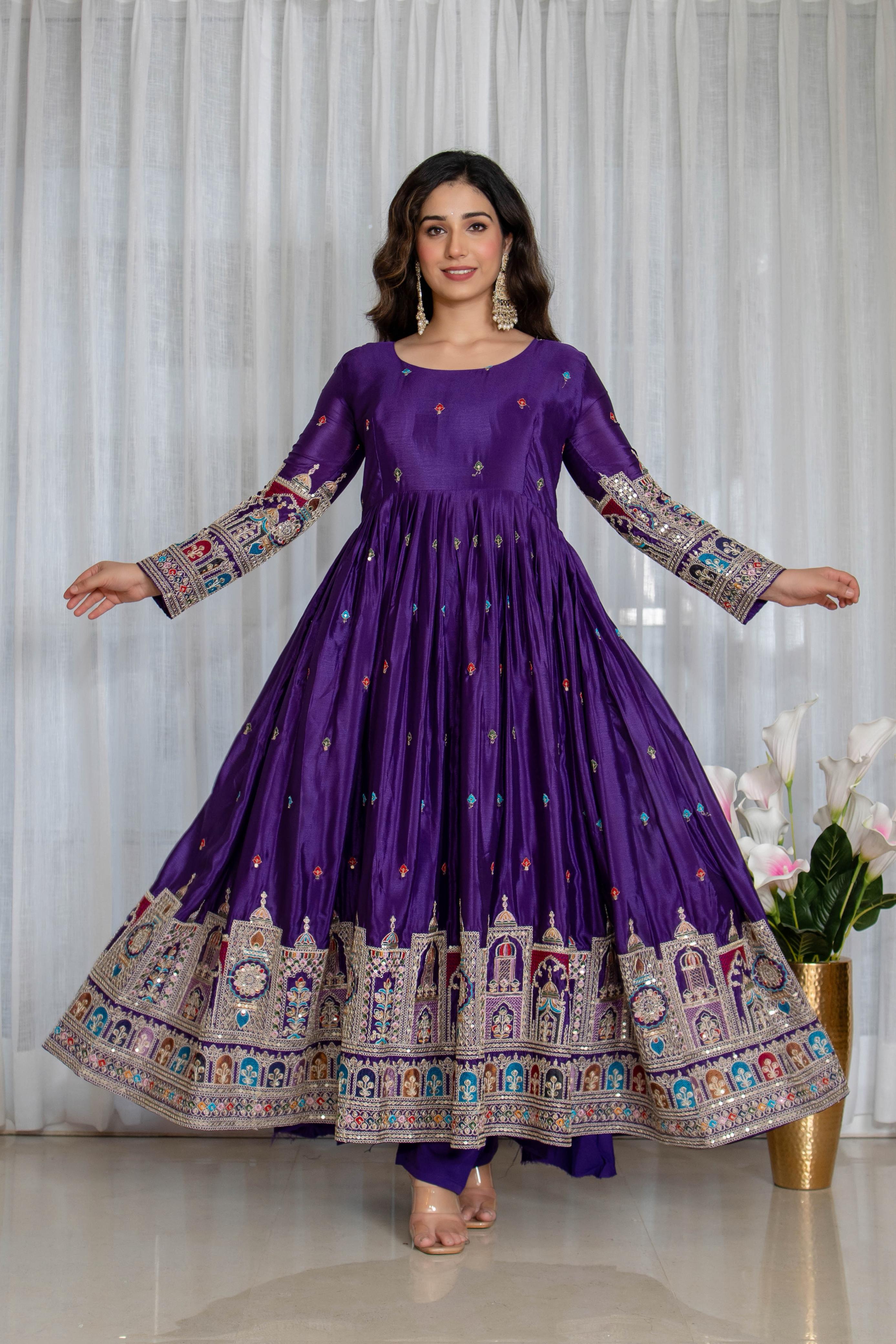 SIMRAN'S Canvas Cinon Anarkali Suit Set