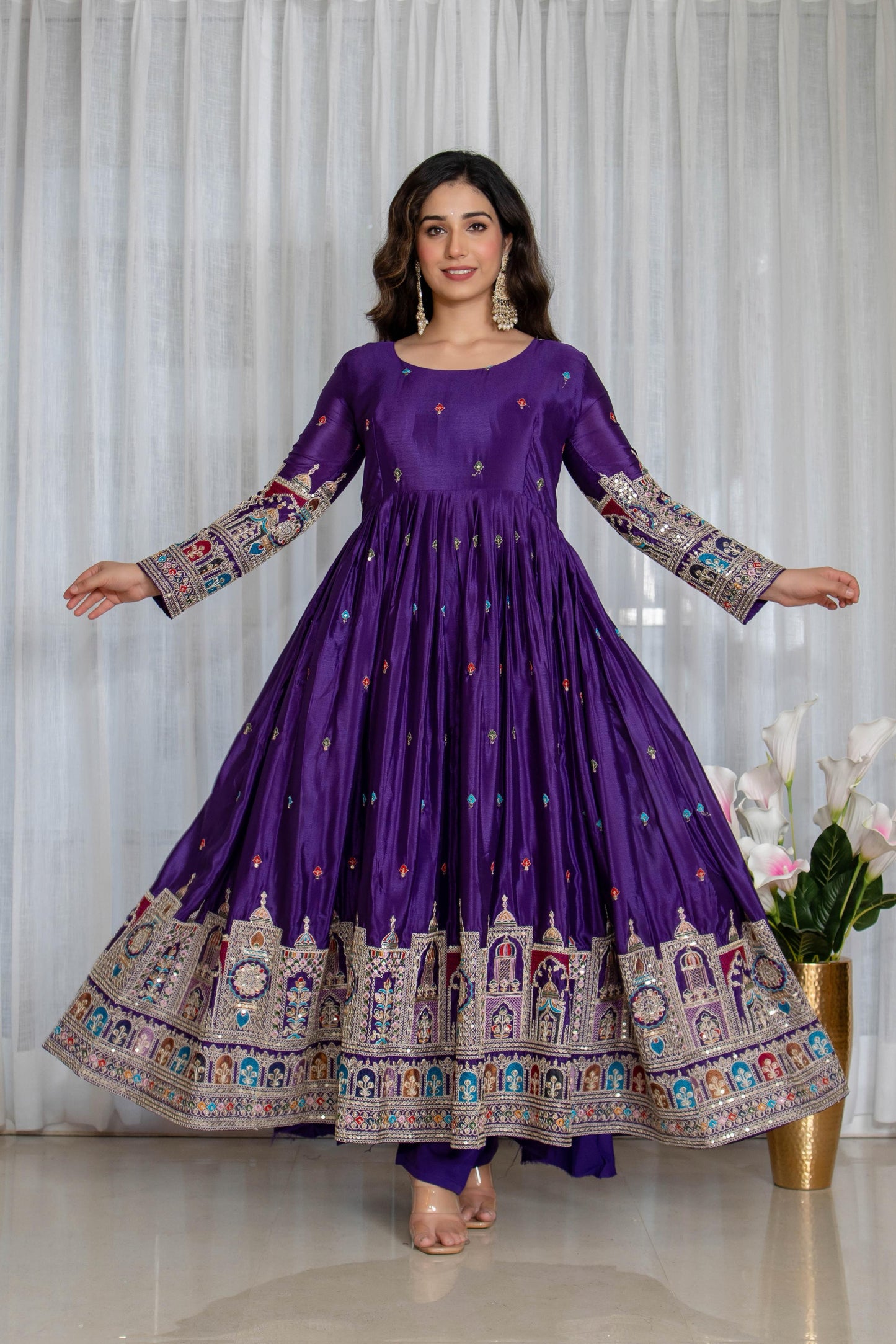 SIMRAN'S Canvas Cinon Anarkali Suit Set