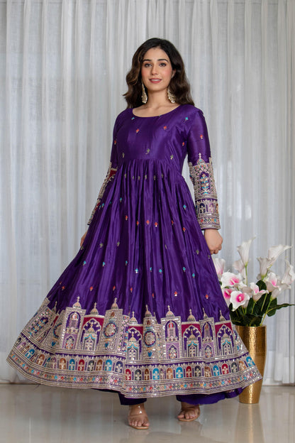 SIMRAN'S Canvas Cinon Anarkali Suit Set