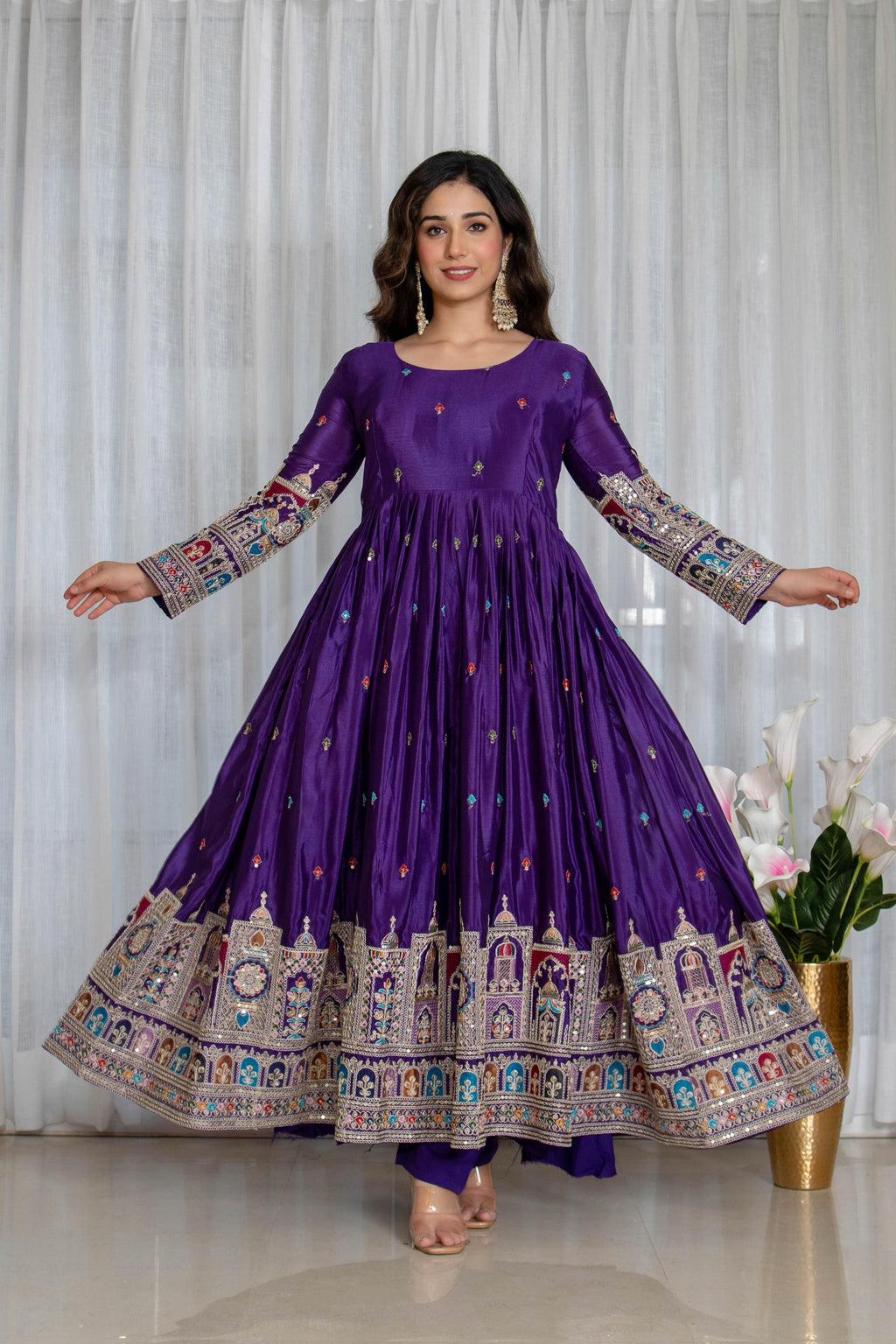 SIMRAN'S Canvas Cinon Anarkali Suit Set
