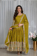 Simran's Goldenhour Cinon Silk Anarkali Suit Set