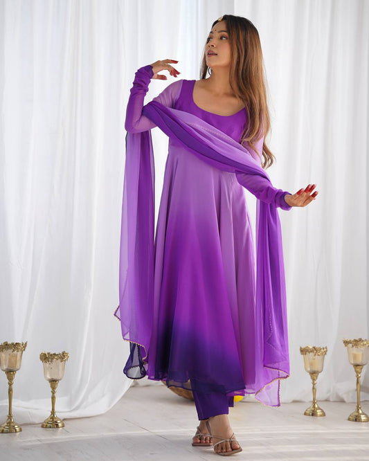 NEELAYA PURPLE LIGHTWEIGHT ANARKALI SUIT SET
