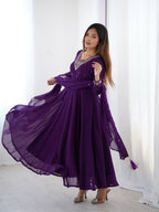 TAUSIQAT PURPLE ANARKALI SUIT SET