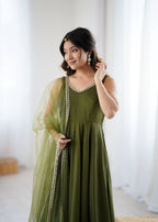 KASTURI GREEN ANARKALI SUIT SET