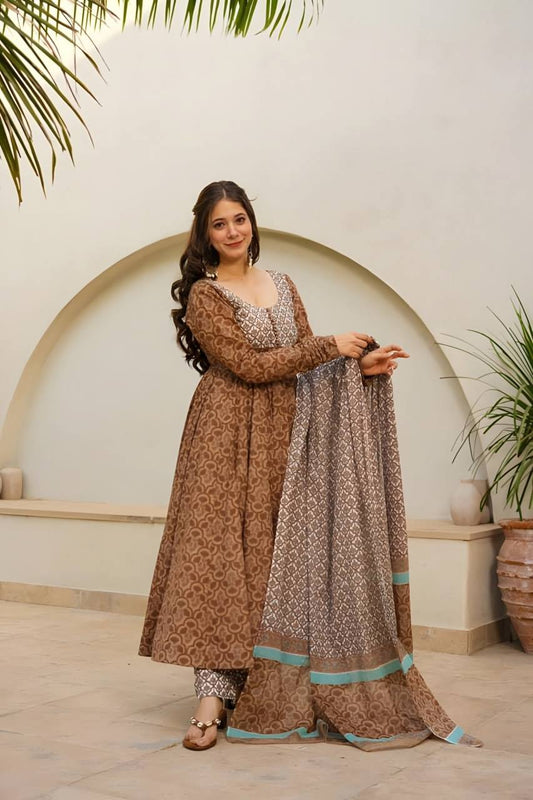 ANJALI  BROWN ANARKALI SUIT SET