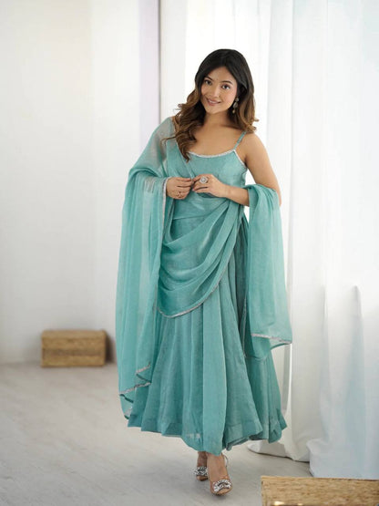 JANVI CRUNCHY SILK FABRIC WITH SIROSKI WORK SUIT SET