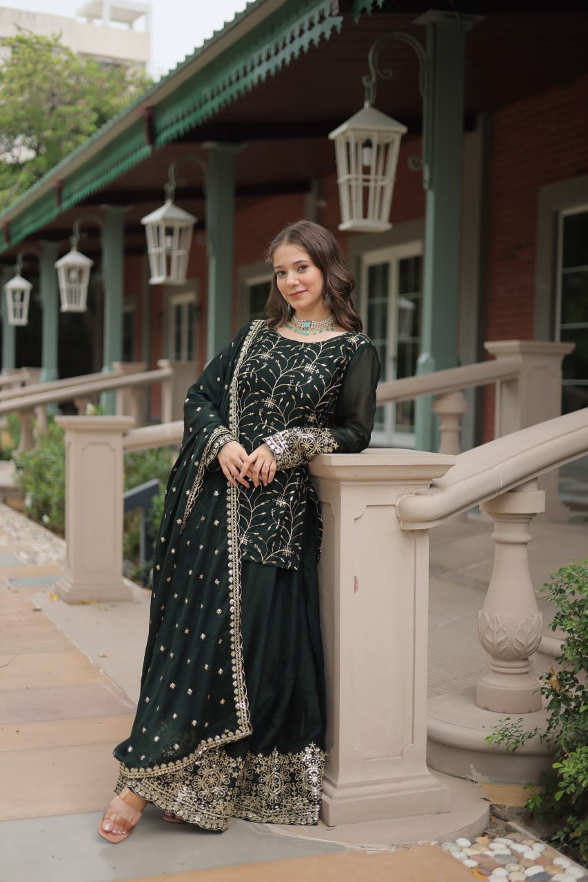 AAHANA BLACK KURTI-PLAZOO-DUPATTA