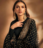 AADI RAO BLACK EMBROIDERY ANARKALI SUIT SET