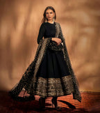 AADI RAO BLACK EMBROIDERY ANARKALI SUIT SET