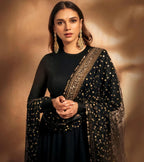 AADI RAO BLACK EMBROIDERY ANARKALI SUIT SET