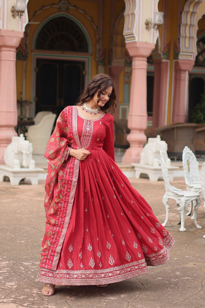 RUBINA RED  EMBROIDERED SUIT SET