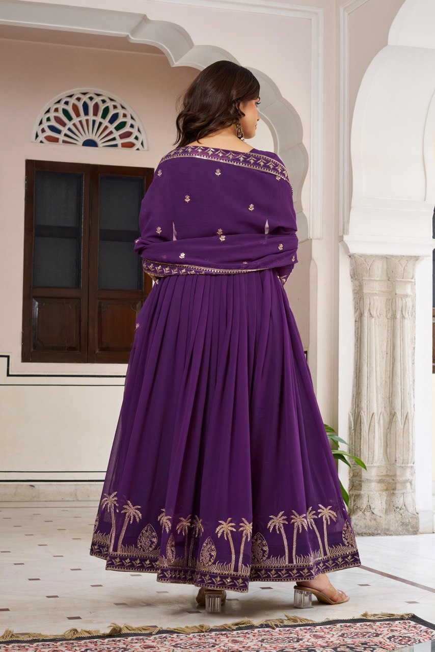 TABASOON PUPRLE ANARKALI SUIT SET