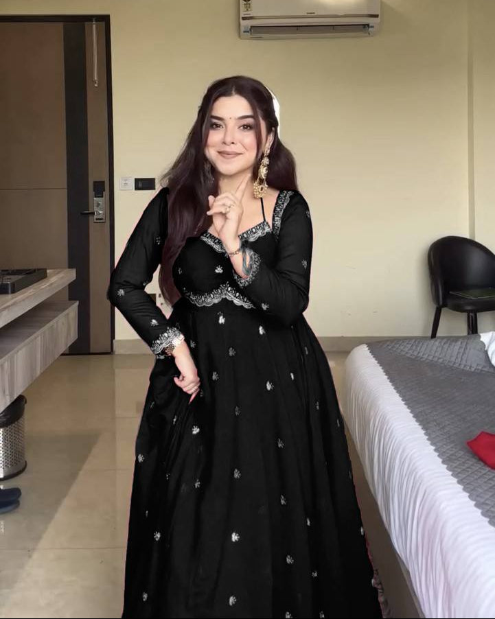 Neha's Black Embroidered Anarkali