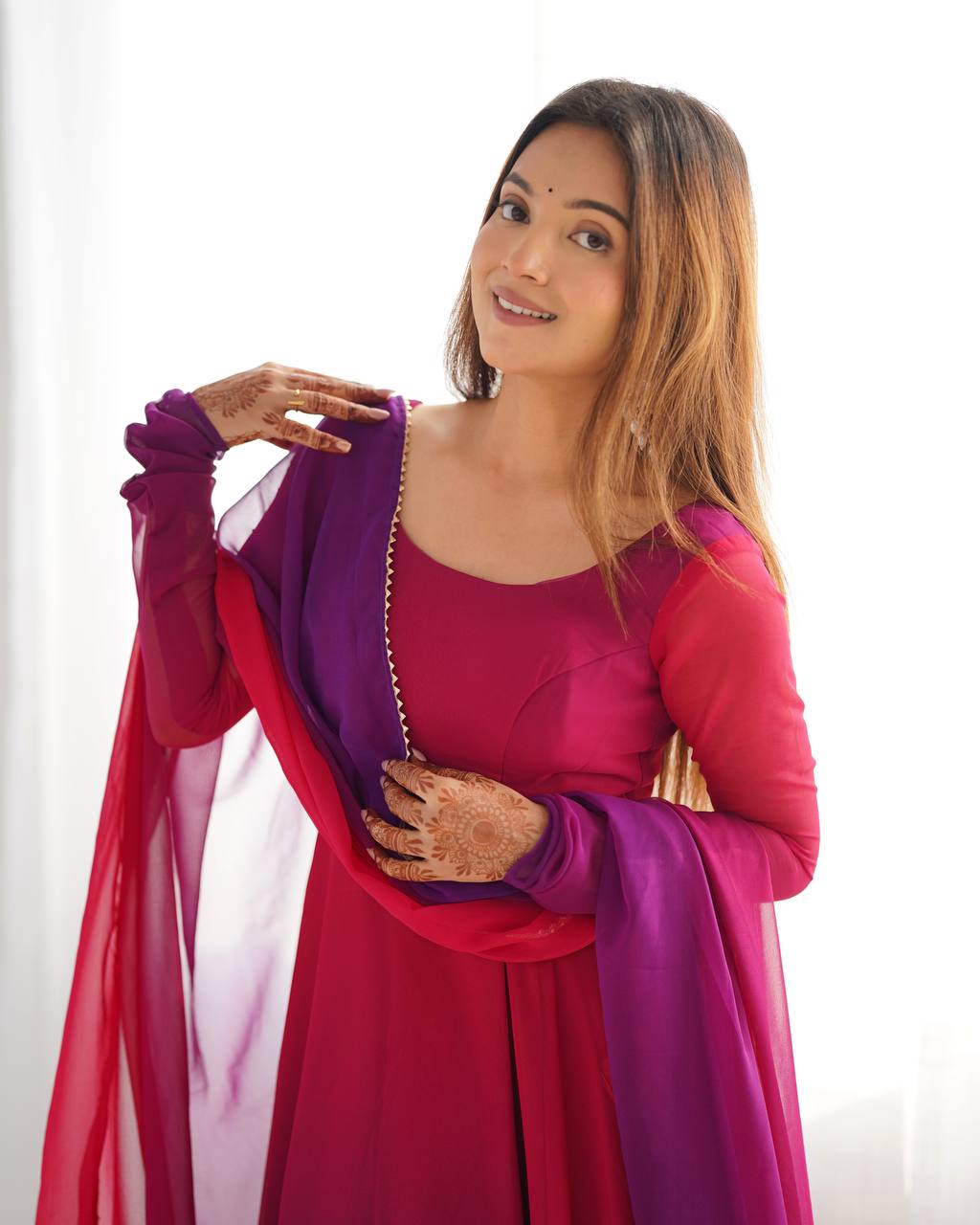 NEELAYA DARKPINK LIGHTWEIGHT ANARKALI SUIT SET