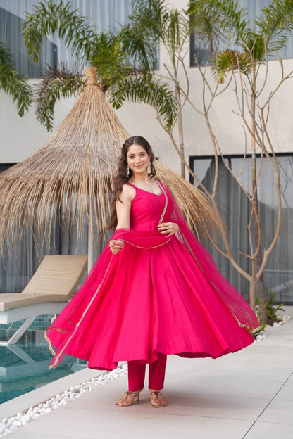 KASTURI RANI PINK ANARKALI SUIT SET
