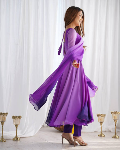 NEELAYA PURPLE LIGHTWEIGHT ANARKALI SUIT SET
