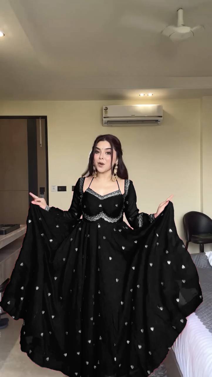 Neha's Black Embroidered Anarkali