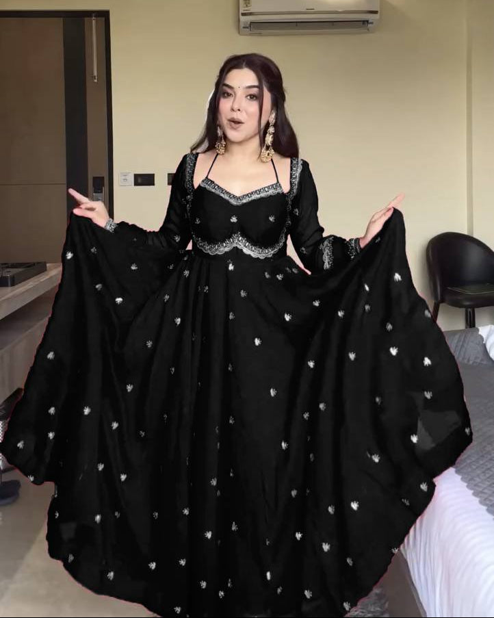 Neha's Black Embroidered Anarkali