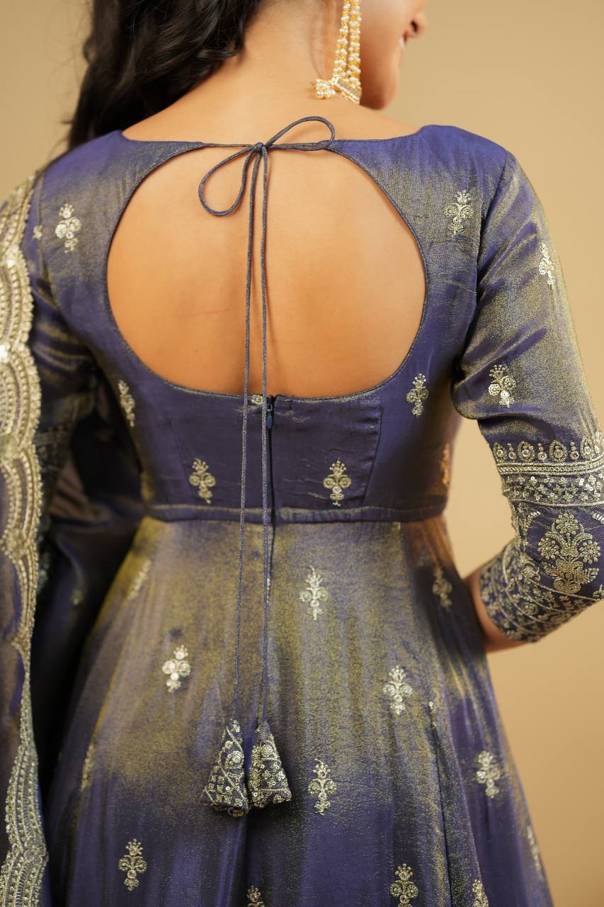 KRUSHNAVI GREY COSMO SLIT ANARKALI SUIT SET