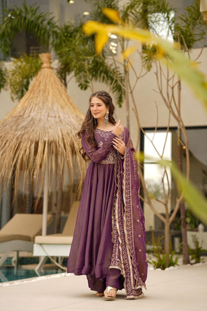 VIDHI PURPLE ANARKALI SUIT SET