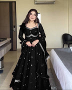 Neha's Black Embroidered Anarkali
