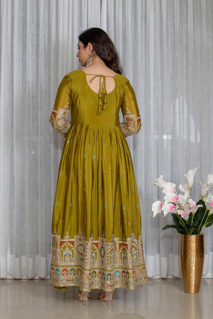 Simran's Goldenhour Cinon Silk Anarkali Suit Set