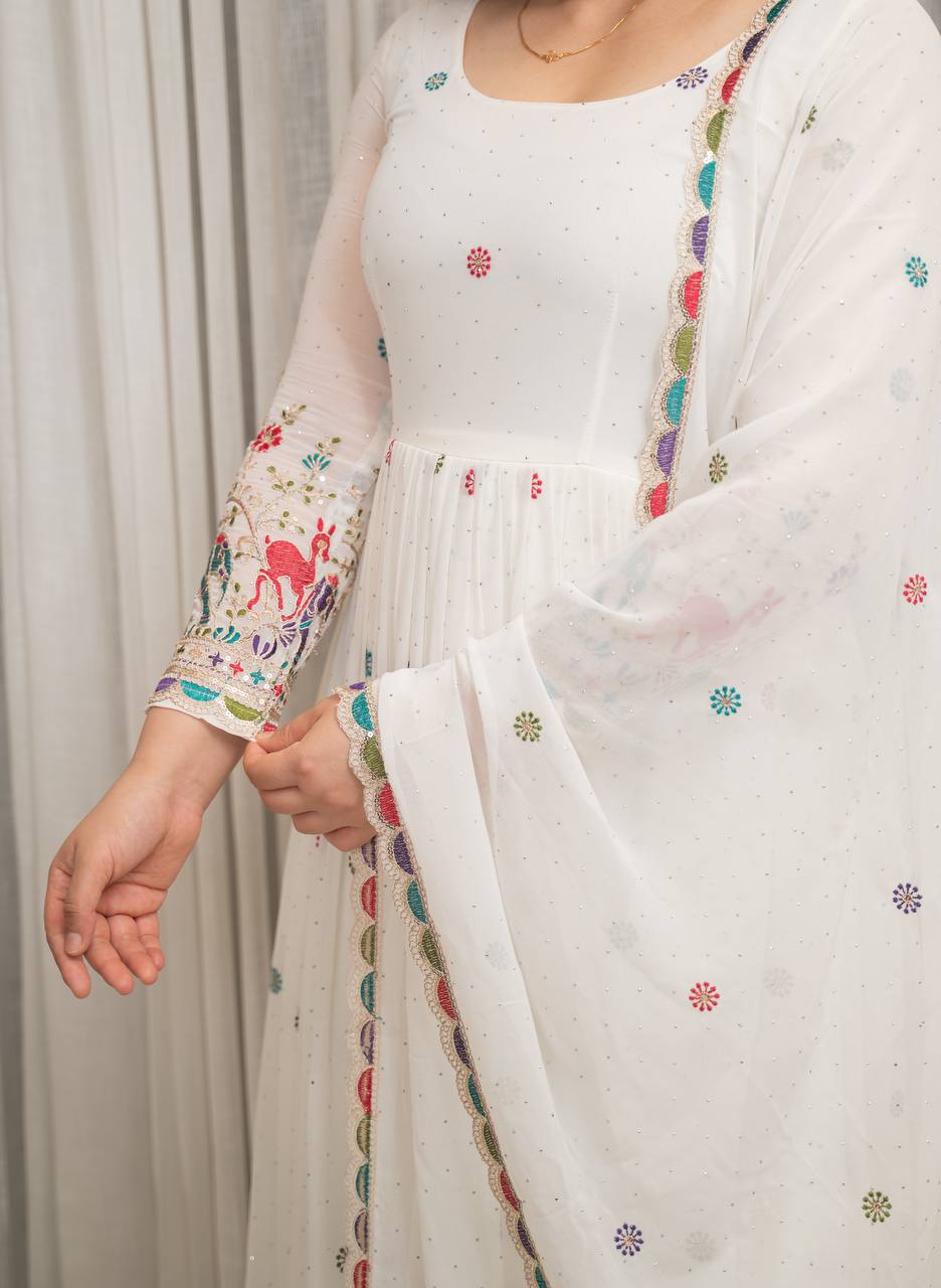 Karishma White Anarkali Suit Set