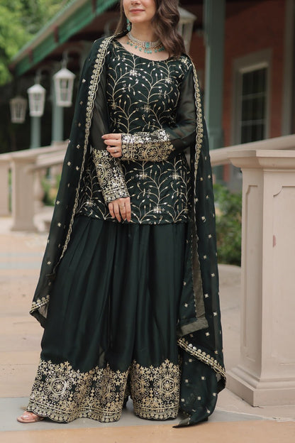 AAHANA BLACK KURTI-PLAZOO-DUPATTA