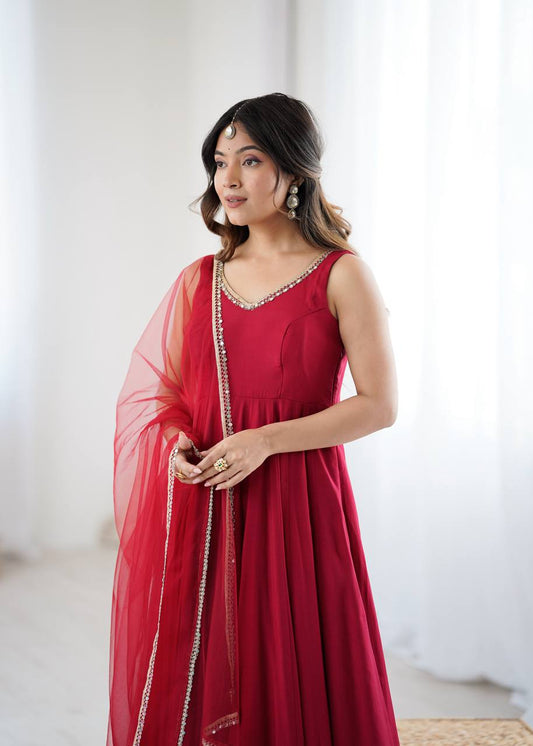 KASTURI MAROON  ANARKALI SUIT SET