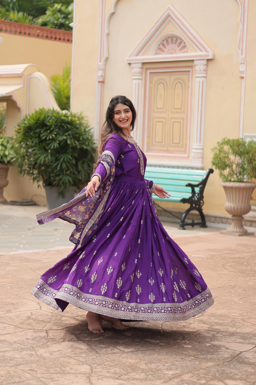 RUBINA PURPLE EMBROIDERED SUIT SET