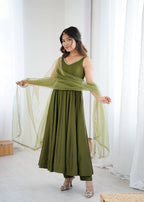 KASTURI GREEN ANARKALI SUIT SET