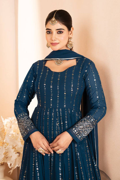 NOOR BLUE ANARKALI SUIT SET