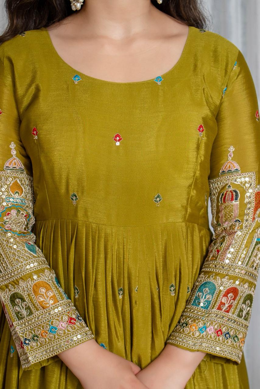 Simran's Goldenhour Cinon Silk Anarkali Suit Set