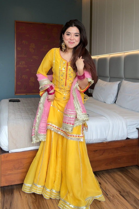 VRATIKLA NEON YELLOW COLOUR  SARARA SUIT
